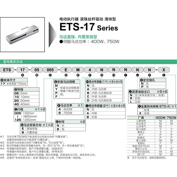 CKD喜開理電動執(zhí)行器（無馬達型）滑塊型ETS-17-20020-EM4NNNNN