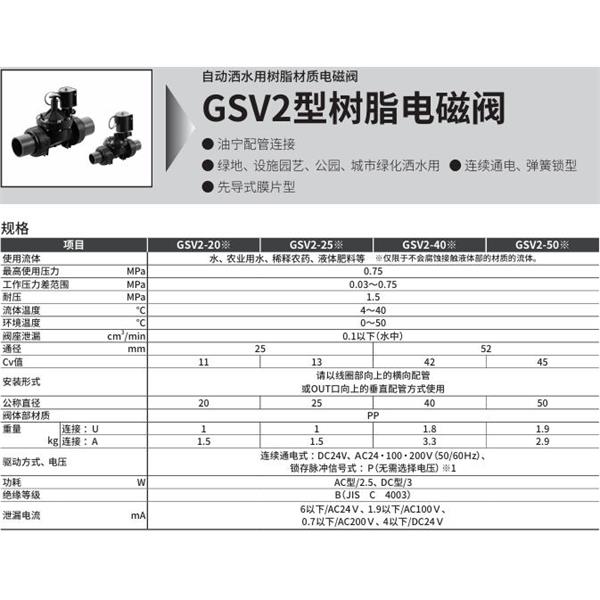 CKD喜開理自動(dòng)灑水用樹脂制電磁閥GSV2-50U-AC24V
