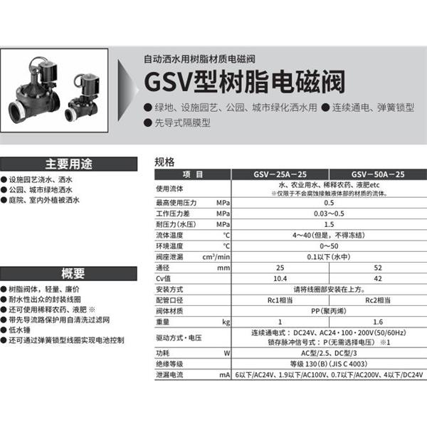 CKD喜開理自動(dòng)灑水用樹脂制電磁閥GSV-50A-25-DC24V